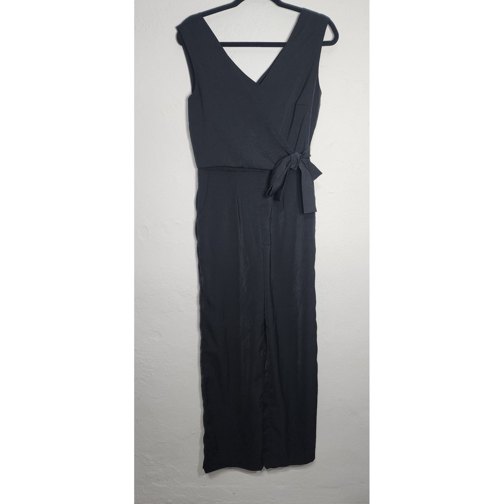 All Row‎ Black Sleeveless Wrap Front Jumpsuit with Side Tie DM1178 Womens Small